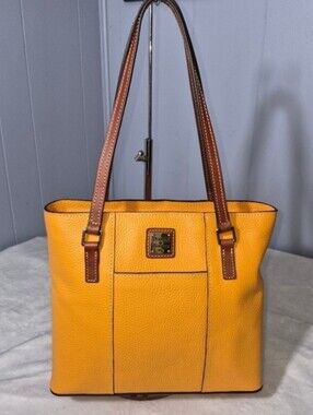 Dooney & Bourke Lexington Pebbled Leather Tote Mustard Yellow Shopper Bag